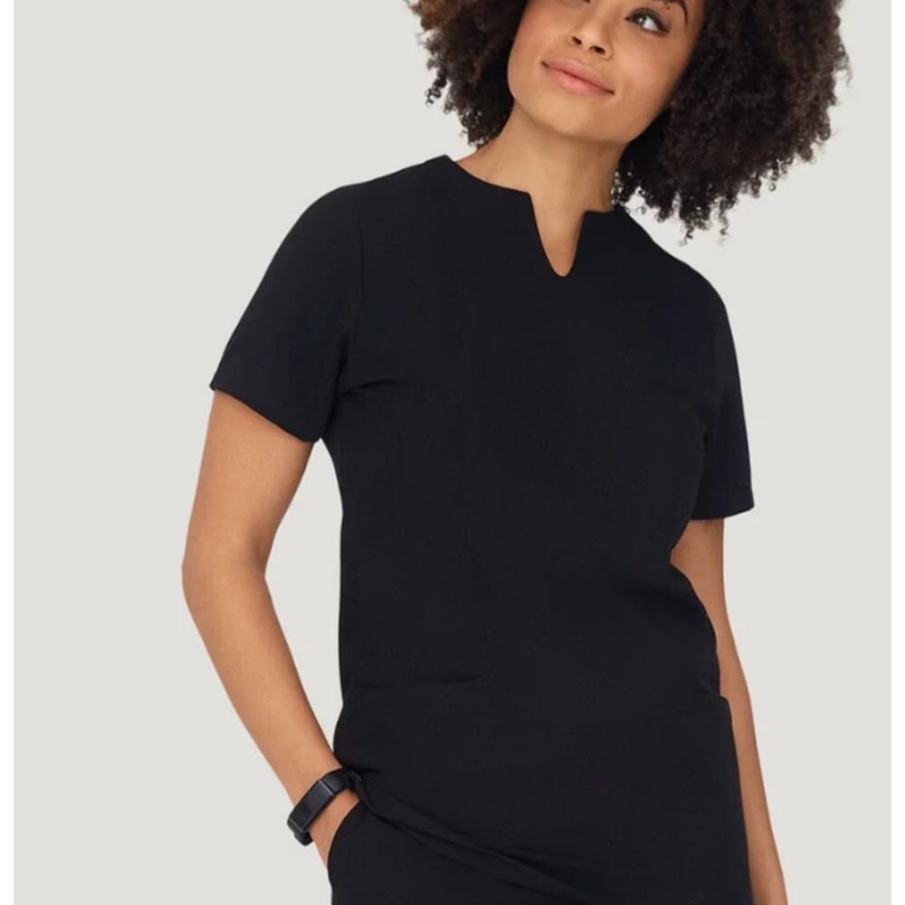 Mandala Women's Black Notch Neck Top  and High Waisted Joggers Set- - Size XS